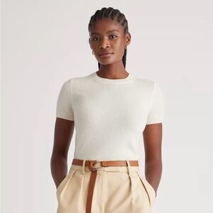 Quince Cream Short Sleeve Cashmere Sweater Tee NWT Original Packaging